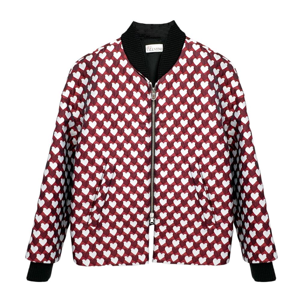 REDVALENTINO Jacquard Heart Bomber Jacket IT38|XS